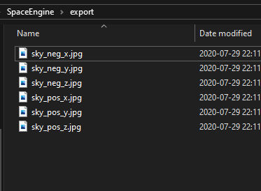 The files will be written to the Export folder in the SpaceEngine folder. Note that the files will be overwritten if you export again.