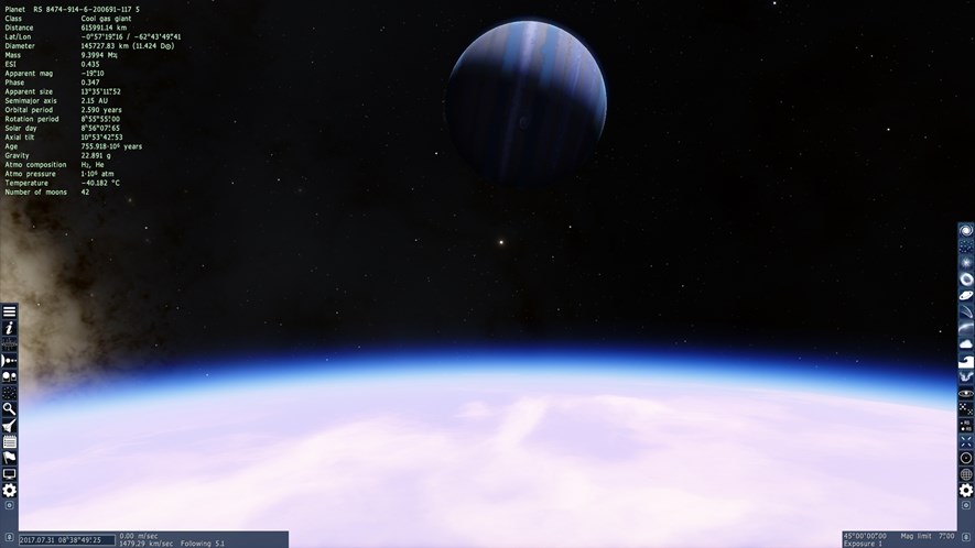 A view of the planet RS 8474-914-6-200694-117 5 from one of its moons. Looks pretty neat, so we will use it in our game.