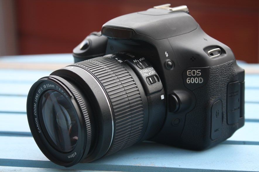 The Canon 600D - stealth mode with taped over logo and strap removed.