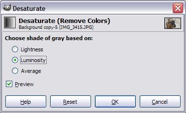 Use the desaturate tool to create a grayscale image.