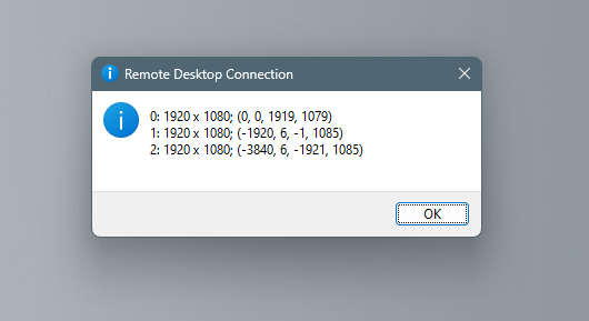 The list of monitors. The order might seem random, in this case the leftmost monitor is listed last since it has the
