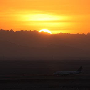 Our last day. Sunset and a plane taking off.