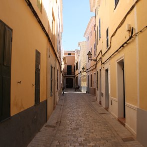 Typical street in the small city if Ciutadella.