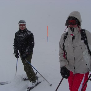 Marlene and Karin in the snow.