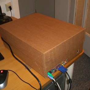 With cover on, the computer has a simple and clean look to it. And easy to maintain; just take the cover off again.