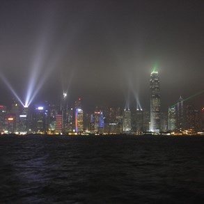 The light show in Hong Kong.