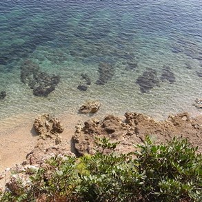 Crystal clear water.