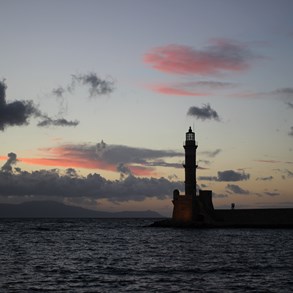 Lighttower in the port of Chania.