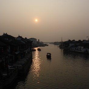 &#039;&#039;Water Village&#039;&#039;, close to Shanghai, at sunset.